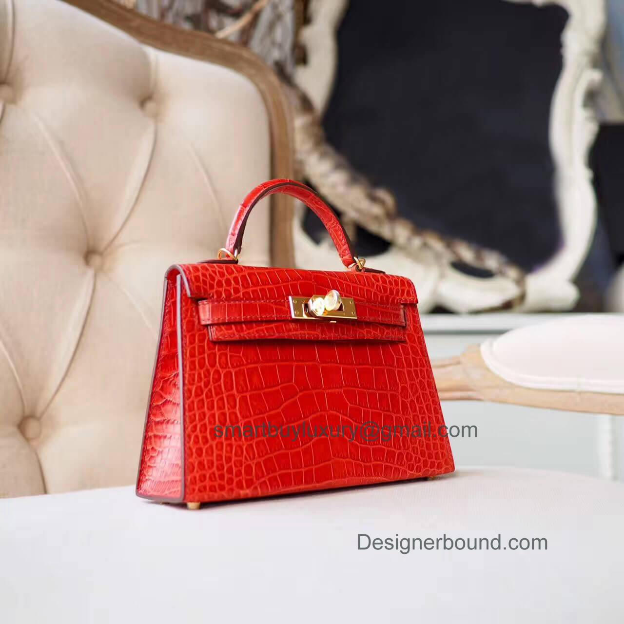 Hermes Mini Kelly II Bag in d5 Geranium Matte Alligator GHW